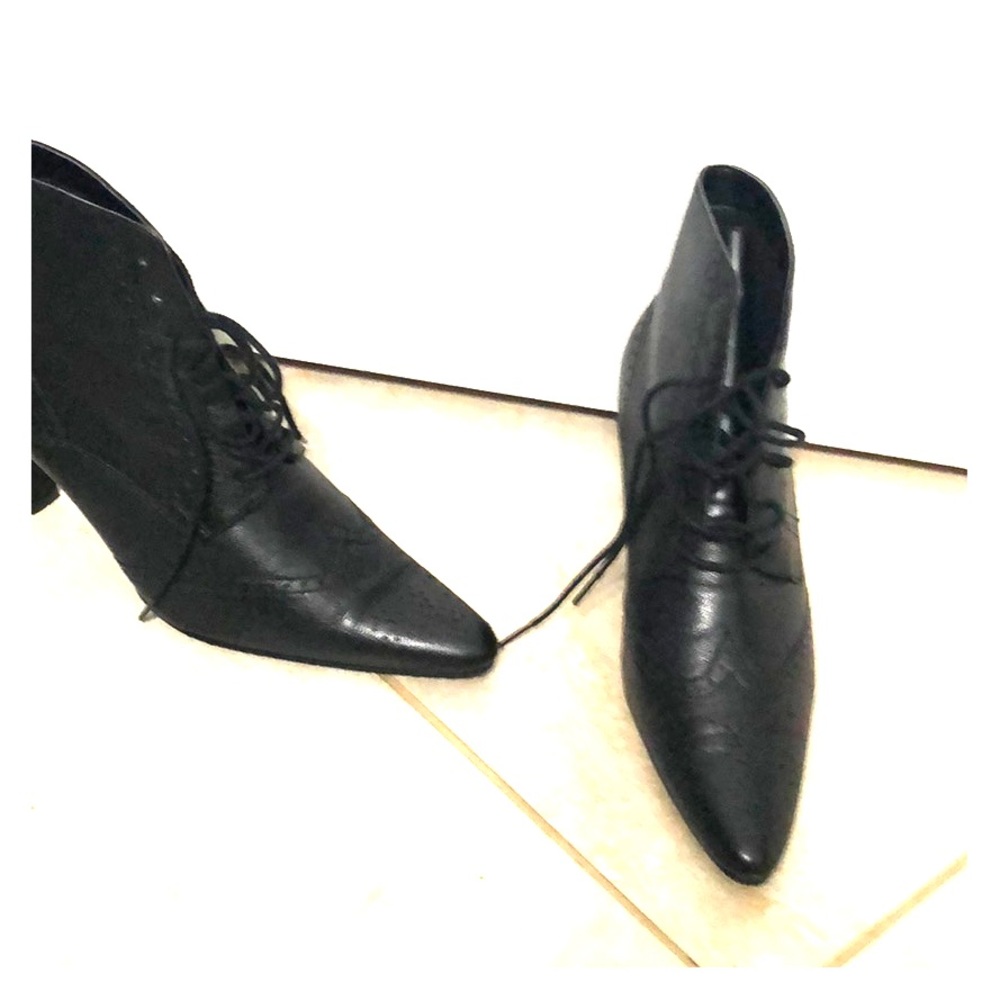 Newport News Black Ankle Lace Boots
